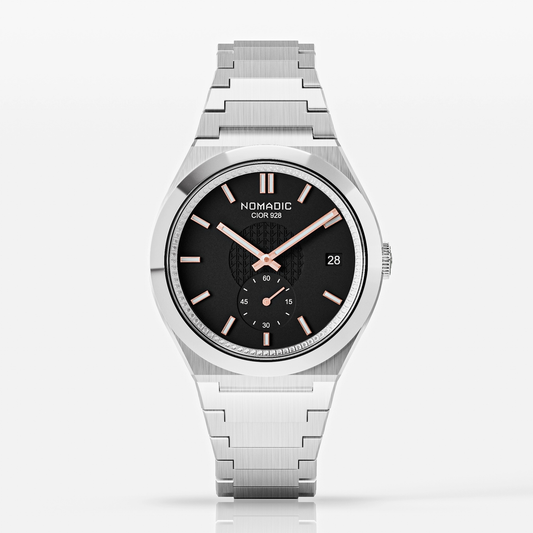 Cíor 928 - Luxury Sports Watch (36mm) - Black and Rose Gold with Diamonds